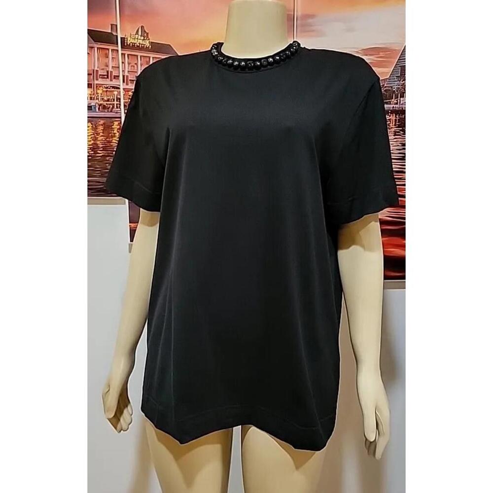 GIVENCHY  Size S Women's Black Top Blouse Witn Neck Details & Shoulder Zip #C - Picture 11 of 15